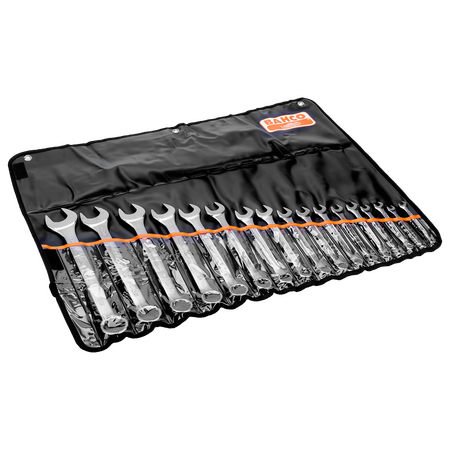 WRENCH SET, COMBINATION 17 PIECE RING/OPEN END METRIC