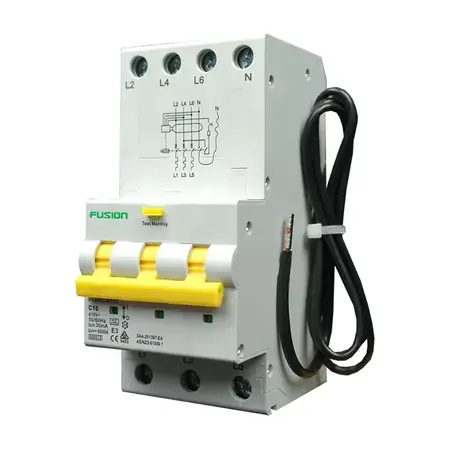 RCBO Chassis Mount Electromagnetic 3P+N 6kA 415V AC 20A C Curve 30mA TYPE A