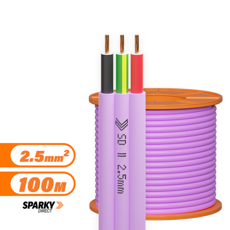 2.5MM TWIN & EARTH FLAT CABLE PURPLE NON MIGRATORY | PVC / PVC 100MTRS