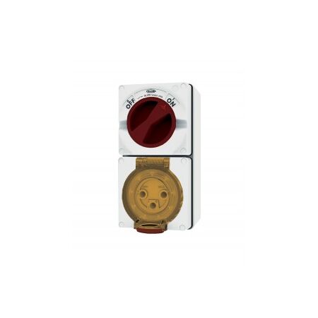 Combination Switched Socket IP66 32A 250V ac 3 Round Pin Chemical Resistant White