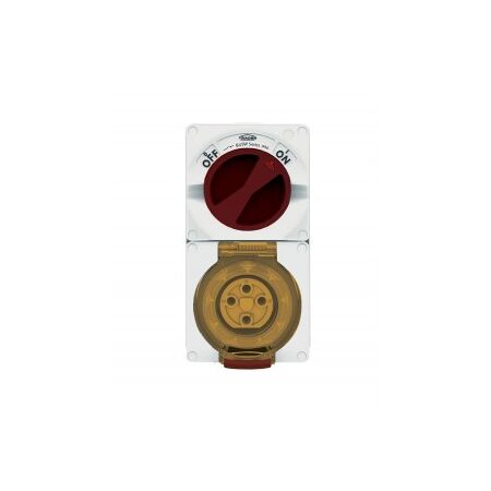 Combination Switched Socket IP66 20A 500V ac 4 Pin Chemical Resistant White