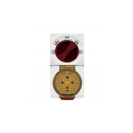 Combination Switched Socket IP66 50A 500V ac 4 Pin Chemical Resistant White