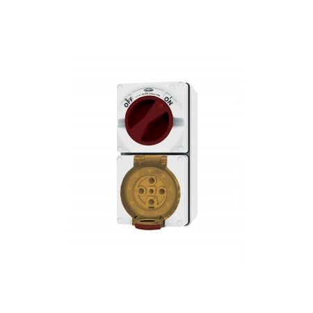 Combination Switched Socket IP66 32A 500V ac 5 Pin Chemical Resistant White