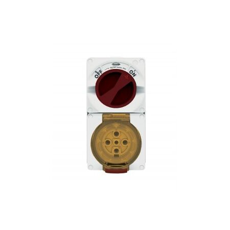 Combination Switched Socket IP66 40A 500V ac 5 Pin Chemical Resistant White