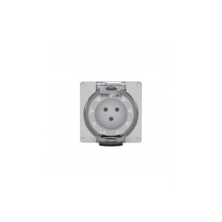Socket IP66 10A 250V ac 3 Round Pin Grey Less Enclosure