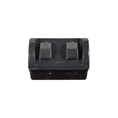 Power Point Weatherproof Double Outlet IP54 15A 250V ac Separate Circuit Double Pole Black