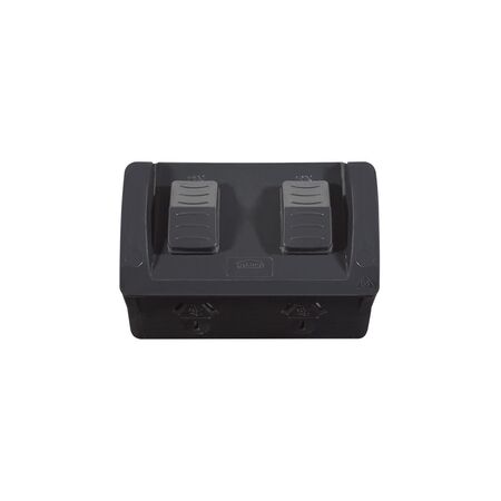 Power Point Weatherproof Double Outlet IP54 10A 250V ac Separate Circuit Double Pole Black