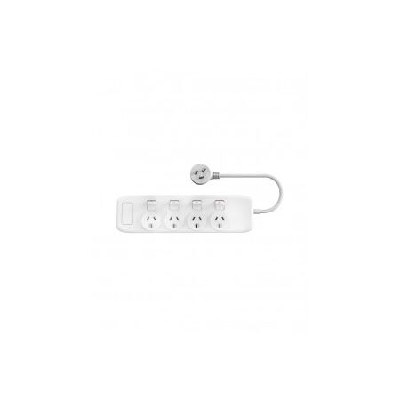 Powerboard Switched 4 Socket Outlets 10A 240V ac 2400W Maximum Load Over Current and Surge Protection White