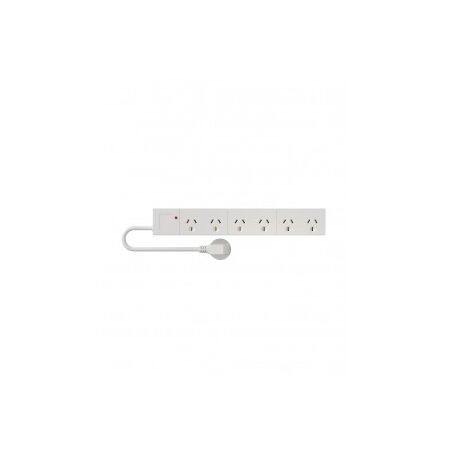 Powerboard Non Switched 6 Socket Outlets 10A 240V ac 2400W Maximum Load Over Current and Surge Protection White
