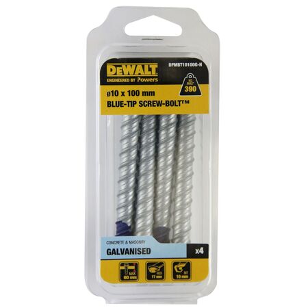 SCREW BOLT, BLUE-TIP GAL HEX HEAD 10 x 100mm [25]