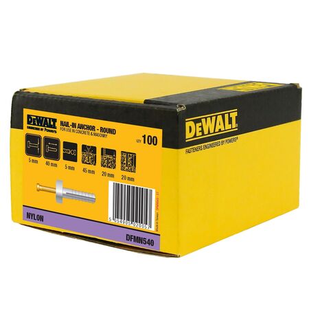 ANCHOR ,NAILIN RND HEAD, NYLON YEL ZINC, 5 x 40mm [25]