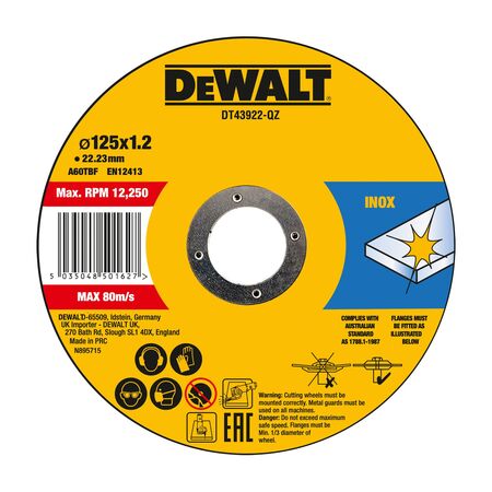 DISC, BONDED TIN OF [10] THIN CUT, 125 x 1.2 x 22.23mm