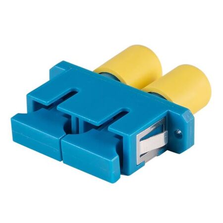 FIBRE ADAPTOR, SINGLE MODE SC/ST DUPLEX, CERAMIC, BLUE/YL