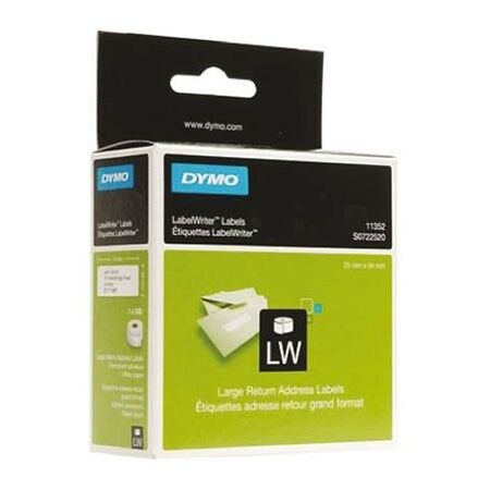 RETURN ADDRESS LABELS, WHITE 25 x 54mm. 500 PER ROLL