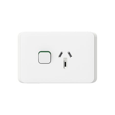 Socket Switch Horizontal Single 20A 250V | Integrated On/Off Switch | Durable Polycarbonate | by Clipsal