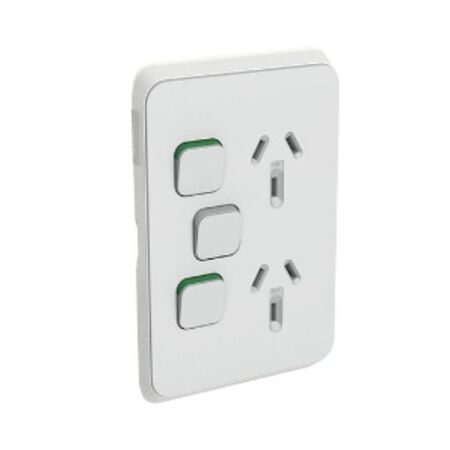 Clipsal Iconic Vertical Twin Switch Skin | Vivid White Finish | UV Resistant & Clip-On Design | @1 by Clipsal