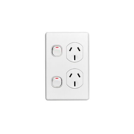 Sock Swt Twin Vert 15A | 15A Current Rating | IP20 Rated | White Electric Finish | @Pack of 1 | by Clipsal