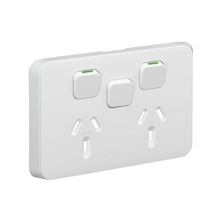 Skin Socket SwHoriTwin 10A 250V | Horizontal Twin Power Point | Modern Low-Profile Design | by GAF