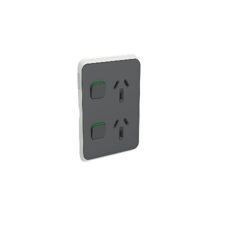 Vertical Twin Switch Skin 10A 250V | Compatible with Clipsal Iconic 3025 | Durable Polycarbonate | Vivid White Finish | by Clipsal