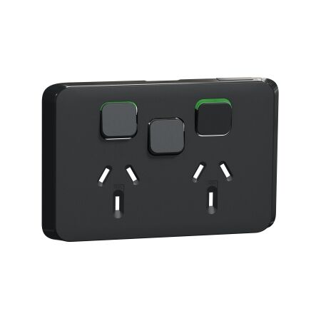 Skin Socket Horizontal Twin 1ExSW 10A 250V | Iconic Black Finish | by GAF
