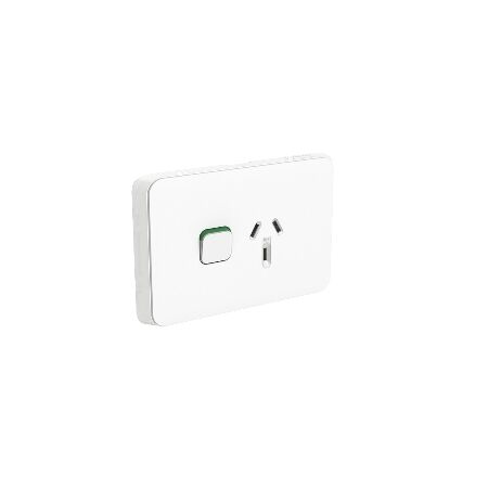 Single Vertical Switched Socket 10A 250V | Vivid White Finish | Durable Polycarbonate | by Clipsal