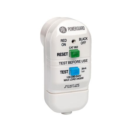 RCD Plug Top White | Portable Residual Current Device | 10A Rated Current | 30mA Trip Current | @Pack of 1 | by Clipsal