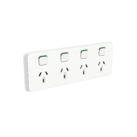 Clipsal Iconic Quad Power Point Skin | Vivid White Finish | UV Stabilised Polycarbonate | Tool-Free Installation | by Clipsal