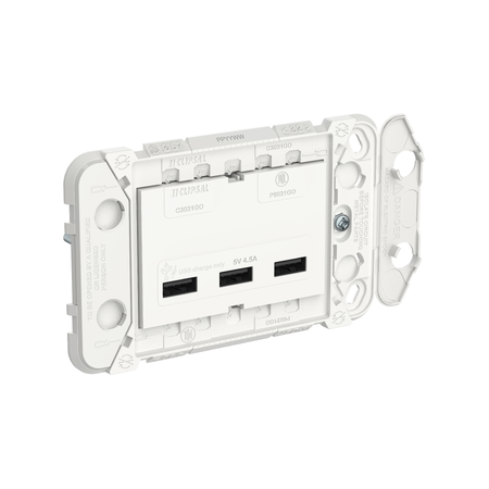 3 Gang USB Charger Grid and Module | 3 x USB Type A Ports | Overload Protection | Vivid White | @Pack of 1 | by Clipsal