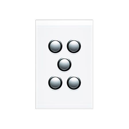 5 Gang Push Button LED Switch | Integrated Blue LED Indicators | Modern Design | @Pack of 1 | by Clipsal