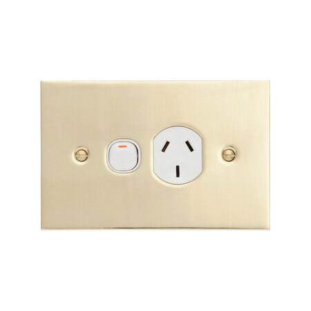 Socket Swt Single GPO Brass | 15A Rated | Durable Brass Cover | IP20 Indoor Use | @Pack of 1 | by Clipsal