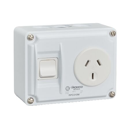 Combination 3P Flat 10A Protected Socket | IP66 Weatherproof | Heavy-Duty Construction | by Clipsal