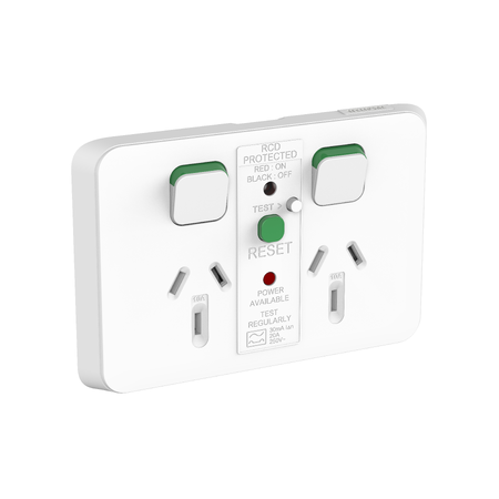 GPO DBL 10A 30mA RCD | Integrated RCD Protection | Double Power Point | Fast Installation | @Pack of 1 | by Clipsal