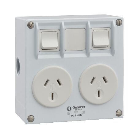 Comb Surf 2G Metal 3Pin Socket | 10A Rated | Surface Mount Design | Metallic Finish | @Pack of 1 | by Clipsal