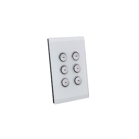 6 Button Wall Switch | Six-Gang Design | Durable Polycarbonate | White Finish | @Pack of 1 | by Clipsal