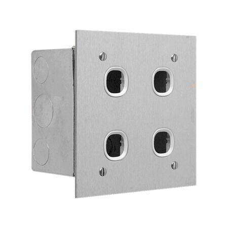4 Gang Stainless Steel Switchplate with Wall Box | Durable & Modern Design | @Pack of 1 | by Clipsal