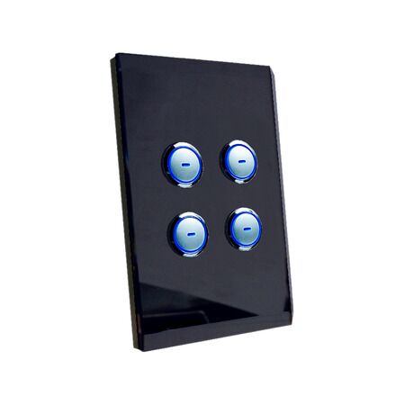 Key Input 4G Black Glass | 4-Gang Touch-Sensitive Keypad | LED Indicators | by Clipsal