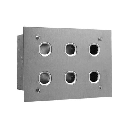 6 Gang Stainless Steel Switchplate with Wall Box | Durable & Corrosion Resistant | Horizontal/Vertical Mounting | @Pack of 1 | by Clipsal