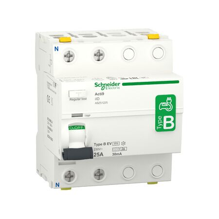 Acti9 iID 2P 25A 30mA B EV RCCB | Type B for EV Charging | Quick Disconnection | Compact Design | @Pack of 1 | by Clipsal