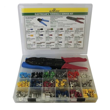 Electricians Terminals Service Kit | Insulated & Non-Insulated Terminals | Portable Storage Case | by Alco