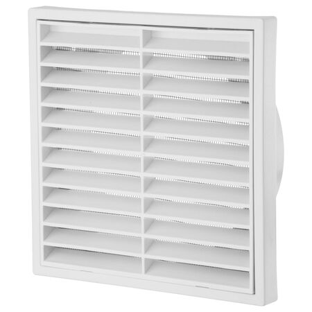 125MM ABS EXTERIOR SQUARE GRILLE WITH INSECT NET - WHITE