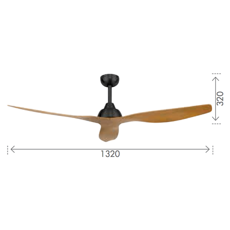 BAHAMA 52" CEILING FAN - CHARCOAL W/ MAPLE TIMBER FINISH BLADES