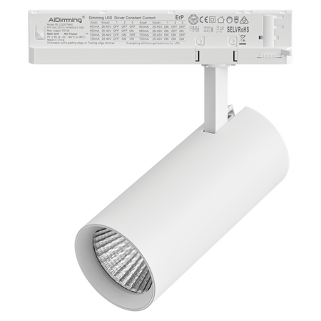 32W Trio Dim 36° LED Track Light | Switchable 3000K-5000K | CRI90 & Flicker-Free | by Domus Lighting