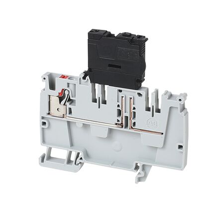 PUSH-IN TERM 4mm P/DIST 1 RED FUSE BLOCK END GREY