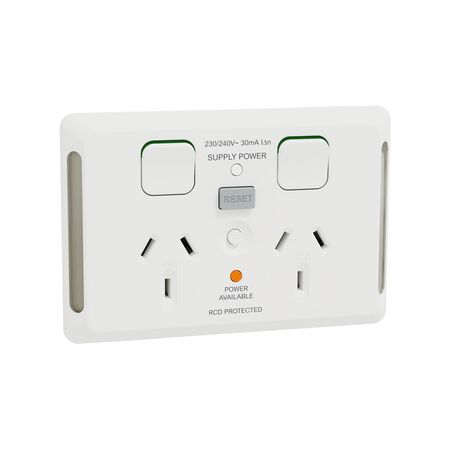 Pro SeriesDouble switched socketRCD, 30mA, horizontal Extra White