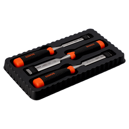 Chisel Set Ergo Splitproof 3 Piece Ergonomic Handles Precision Ground Blades Repelec