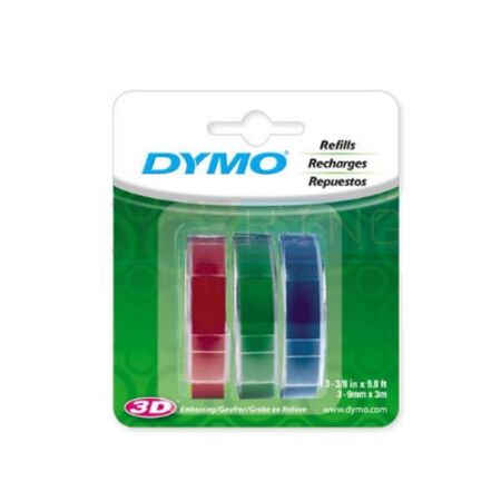 Embossing Tape Assorted Pack Red Blue & Green 9mm x 3m Repelec