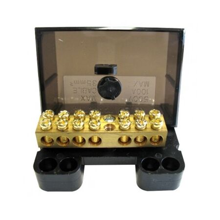 Covered Link 100A Black 7 Way 1 x 35mm² & 6 x 16mm² Insulated Design Repelec