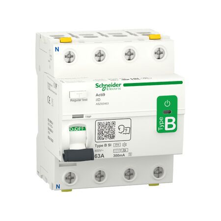 ACTI9 iID4P 63A 300mA B-I RCCB 4-Pole Protection Type B Tripping Clipsal