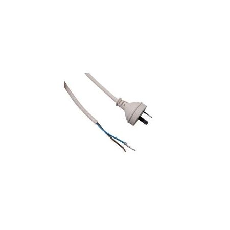 Plug and Cord 2 Pin 7.5A White 2m Cabac