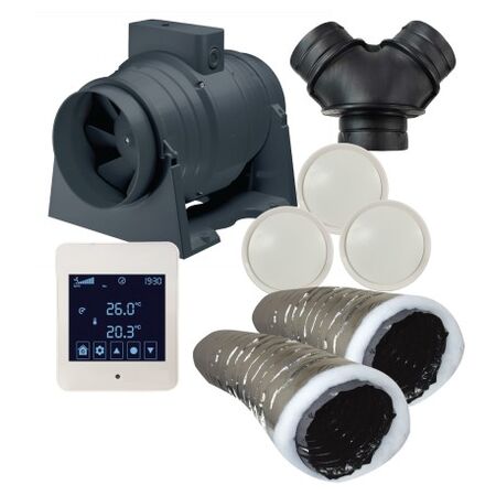 Heat Transfer Kit 2 Room Inline Fan Branch Take Off White Ventair